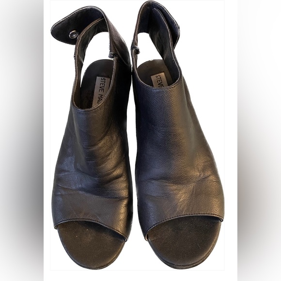 Steve Madden BLK Leather Heels, 7 winter Sale - Picture 1 of 6